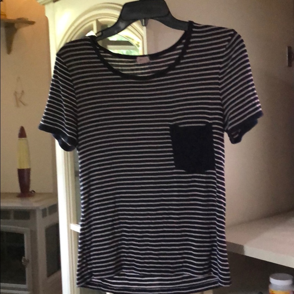 Navy Blue and White Striped Shirt
